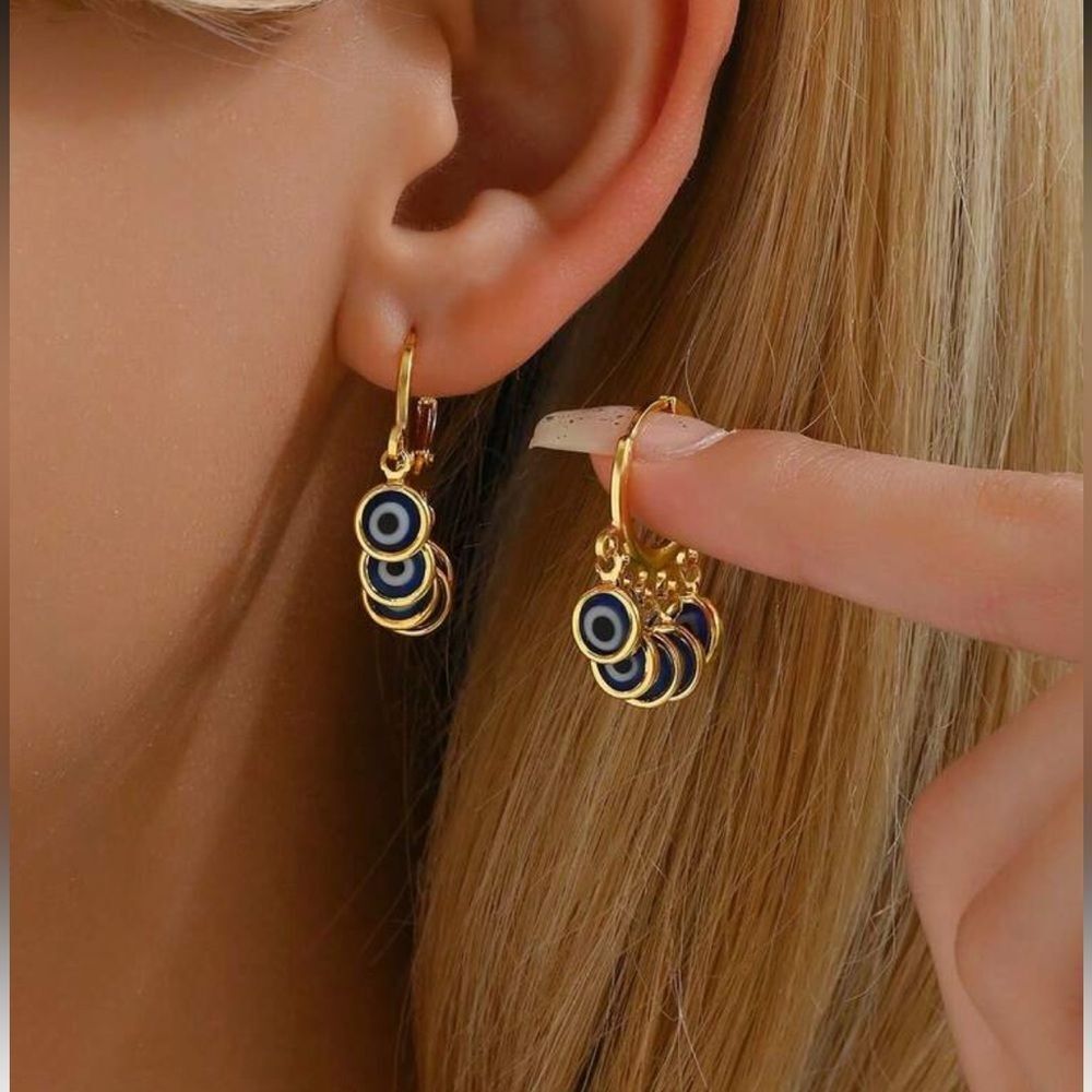 Gold Evil Eye Hoop Earrings R268